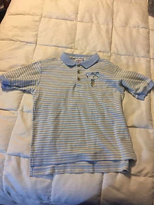 WOMENS TALBOTS KIDS BLUE YELLOW POLO STRIPED SHIRT SIZE MEDIUM! - Picture 1 of 5