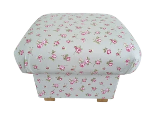Clarke & Clarke Rosebud Sage Fabric Footstool Shabby Chic Vintage Floral Green - Picture 1 of 24