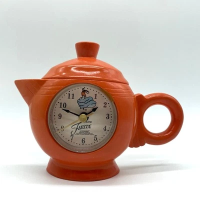 Genuine Fiesta Persimmon Orange Mini Teapot Shaped Clock Rare (Works) Fiestaware - Image 1 of 4