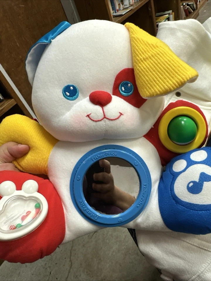 VTG Fisher-Price Discovery Puppy White Primary Colors 1992 Ball Rattle Mirror - Image 1 of 1