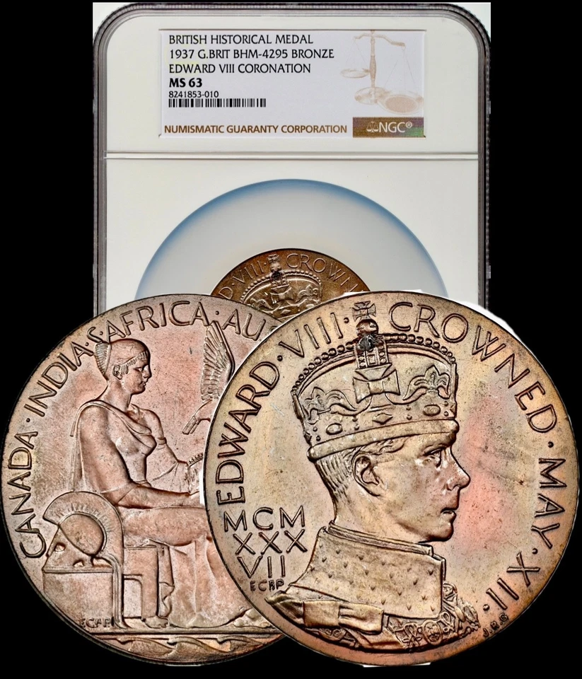 1937 Great Britain Edward VIII Large Bronze Coronation Medal BHM-4295 NGC MS63 - Image 1 of 4