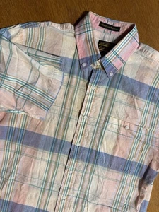 VTG Eddie Bauer Manteca Madras Shirt Mens M Plaid Button Down Cotton Hong Kong - Picture 1 of 7