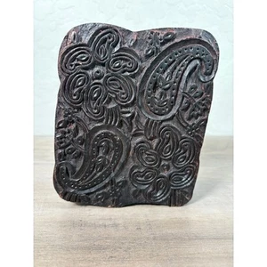 Wooden Vintage Textile Stamp- Floral Pattern- EUC - Picture 1 of 3