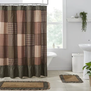 Shower Curtain Crosswoods Patchwork Primitive 72x72 Ruffle Bath Decor VHC Brands - Picture 1 of 8