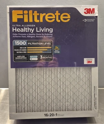 New 6 Pack Filtrete Ultra Allergen Healthy Living 3M 16x20x1 Air Filters 1500 - Image 1 of 4