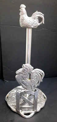 Arthur Court Designs Rooster Paper Towel Holder 7.25"x 14" Aluminum VTG 2003 - Image 1 of 4