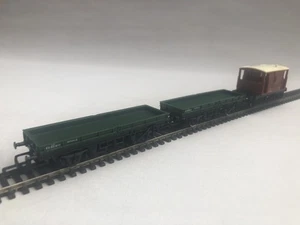 2 x Hornby R19 OO BR 22T Winkle Plate Wagons ED931972 Green + R218 Brake Van VGC - Foto 1 di 13