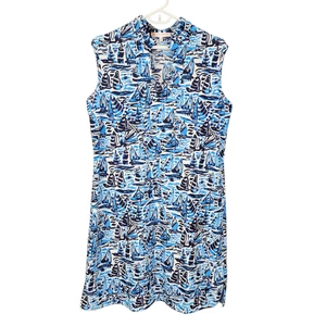 Vestido JUDE CONNALLY Kristen XL Azul Velero Estampado Náutico Sin Mangas Cambio - Imagen 1 de 7