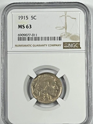 1915 Buffalo Nickel : NGC MS63 - Image 1 of 4