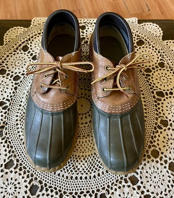 LL Bean утка Bean загрузки коричневый кожаный размер 8 низкий верхний водонепроницаемый сделано в США - Изображение 1 из 4