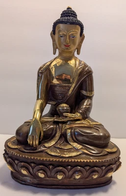 China Vtg Sakyamuni Buddha Tibet Copper Gilt Handwork Tibetan Buddhism Statue - Image 1 of 4
