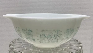 Pyrex Princess Amish Butterprint 2 1/2 QT Nesting Bowl #443 Turquoise on White - Picture 1 of 6