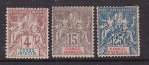 FRENCH CONGO ^^^^^1892 1900 x3 hinged CLASSICS hcv@ xdco2733congo - Picture 1 of 1