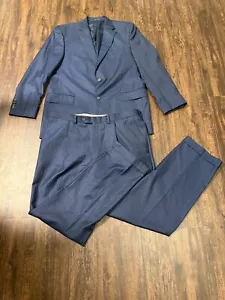 Daniel Cremieux Loro Piana Men’s Suit 100% Wool Navy Blue Stripe B-44L P-38x33 - Picture 1 of 18
