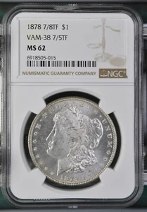 1878 7/8TF VAM-38 7/5TF - Morgan Silver Dollar $1 - NGC MS-62 - Picture 1 of 5