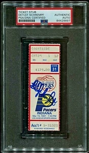 Detlef Schrempf Auto Ticket Stub 1991 PSA ADN losado firmado autógrafo Pacers - Imagen 1 de 2
