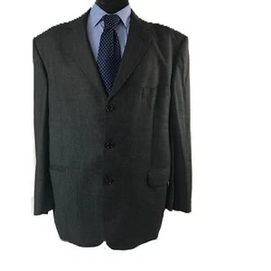 Jaeger Blazer Single Breast Mens Suit Jacket Size 44S Black Textured Pure Wool - Picture 1 of 9