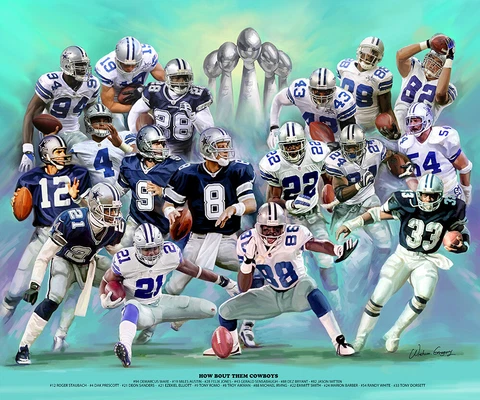 Dallas Cowboys Legends, Wishum Gregory Art, Print Poster 20" x 16"         280 Cover