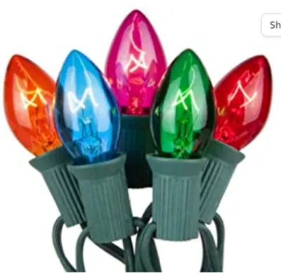 🎄 Juego de luces incandescentes navideñas C7 de 25 luces alambre verde modelo SL7-25 Foto 1 de 4