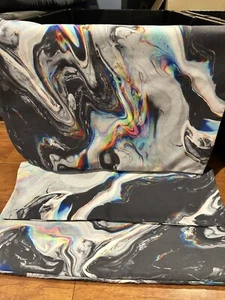 x2 Society 6 Pillow Cases Shams Standard Size Zippered - Marble Rainbow / Gray - Picture 1 of 4