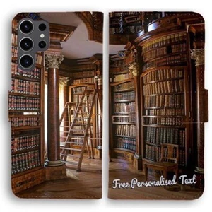 Personalised Text Wallet For Samsung Galaxy Cover Series - Old Bookshelf Library - Picture 1 of 1