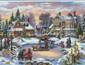 SCHEMA PUNTO CROCE VILLAGGIO NATALE CROSS STITCH CHRISTMAS HOLIDAY VILLAGE TIME - Picture 1 of 1