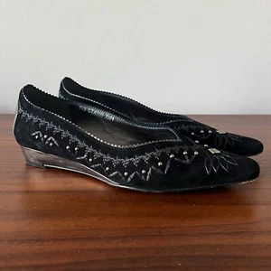 Donald J Pilner Couture Wedge Kitten Heel Women’s Size 7.5 Black Suede - Picture 1 of 8