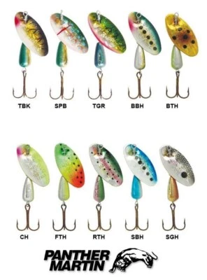 CUCCHIAINO ROTANTE PANTHER MARTIN OLOGRAFICO 2/3/4/6/9 GRAMMI COLORI RARI TROTA