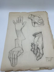 1930s ARTWORK LOT BY MARCINE LIPPER.HANDS AND FEET.HAND DRAWN - Picture 1 of 11