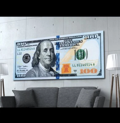$100 Dollar Bill Money Extra Large Poster 84” X 36” - Image 1 of 3