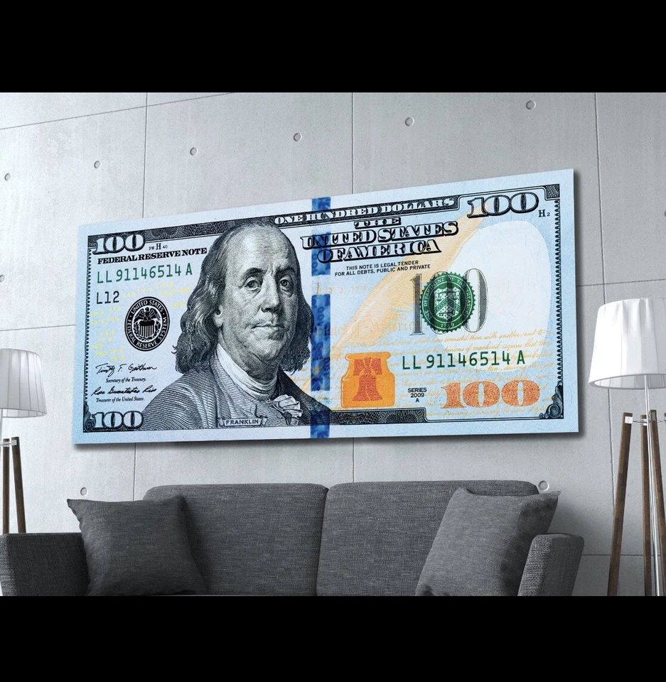 $100 Dollar Bill Money Extra Large Poster 84” X 36” - Image 1 of 3