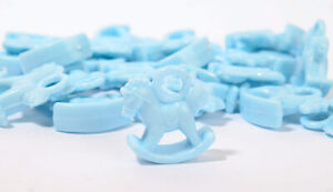 Package of 96 Miniature Baby Boy Blue Acrylic Rocking Horse Charms