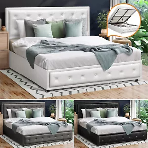 Oikiture Bed Frame Queen Double King Single Size Gas Lift Base With Storage - Picture 1 of 128
