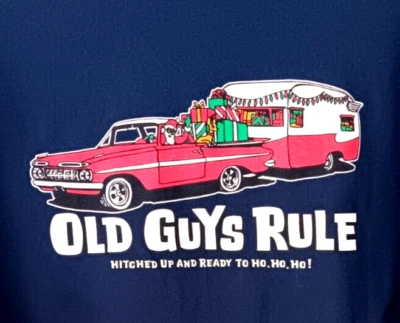 Camiseta Old Guys Rule Talla XL Azul "Enganchada y Listo para Ir" Papá Noel De Colección Foto 1 de 4