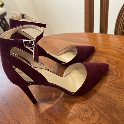 Tacones para mujer Mark Fisher de gamuza granate talla 6 con correa para el tobillo Foto 1 de 4