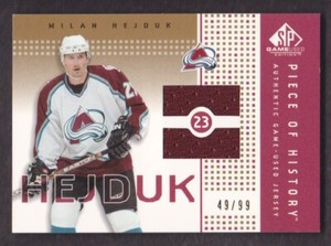 2002-03 SP Game Used Piece of History Gold #PH-MH Milan Hejduk Jersey 49/99