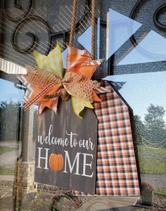Hand Painted Fall Door Hanger - Picture 1 of 3