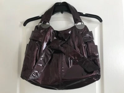KOOBA PATENT LEATHER ELISHA BOW HOBO BAG PURSE Merlot  - Image 1 of 4