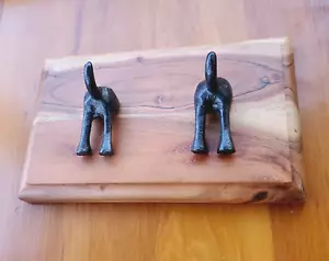 10"x6" 2 Colas para Perros Correa de Abrigo Gancho de Pared Estante Hierro Fundido Montado Madera Colgador Colas - Imagen 1 de 3