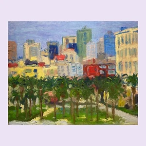 Colorful Oil painting. ORIGINAL. San Diego Down Town. Impressionist Cityscape. - Picture 1 of 9