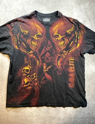 Camiseta Y2K MMA Elite Top Grunge Pesada Alas Calavera Esqueleto Talla 2XL Foto 1 de 4