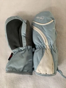 HEAD JUNIOR Insulated SKI MITTENS, Size XXS- Side Zipper- Light Blue /white - Picture 1 of 7