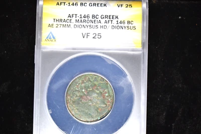 Ancient Greece: AFT 146 BC. Thrace, Maroneia. AE 27MM, Dionysus HD- ANACS VF-25 - Image 1 of 4