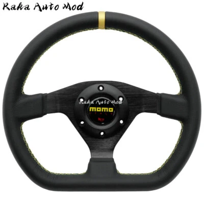 MOMO D Style 300mm 11.8' Genuine Leather Thickened Spoke Sport Steering Wheel - Image 1 of 4
