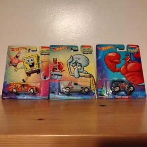 2014 Hot Wheels Pop Culture Spongebob Squarepants Set Of 3 Ford Chevy Dodge - Picture 1 of 8