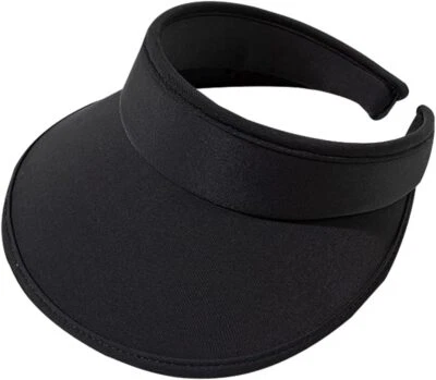 Visera sin cordones cubierta de tela, visera deportiva para sol sombreros gorra para talla única, negra  Foto 1 de 4