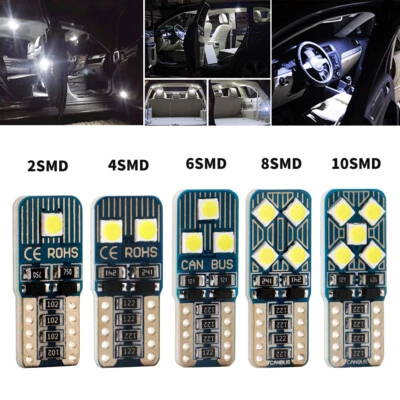 10Pcs Canbus T10 W5W 194 168 3030 SMD Error Free LED Car Light Bulbs 12V White - Image 1 of 4