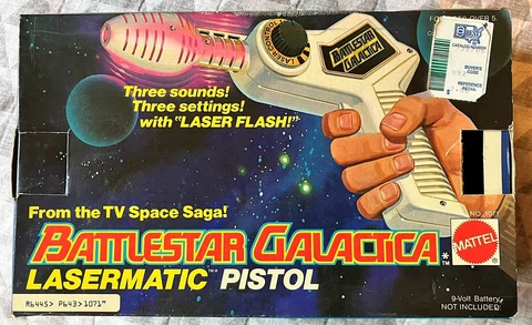 VINTAGE 1978 BATTLESTAR GALACTICA LASERMATIC PISTOL WORKING in ORIGINAL BOX Cover