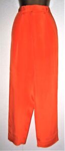 AUGUST SILK 36 / 8 Fabulous Vintage 80's Orange 100% Silk Loose Trousers W26 L28