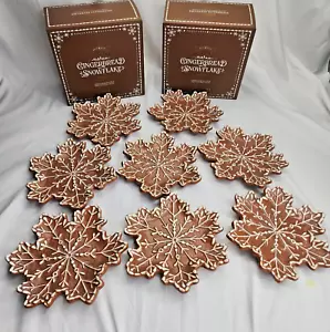 Pottery Barn Gingerbread Snowflake SET OF 8 Appetizer Plates NEW - Picture 1 of 5